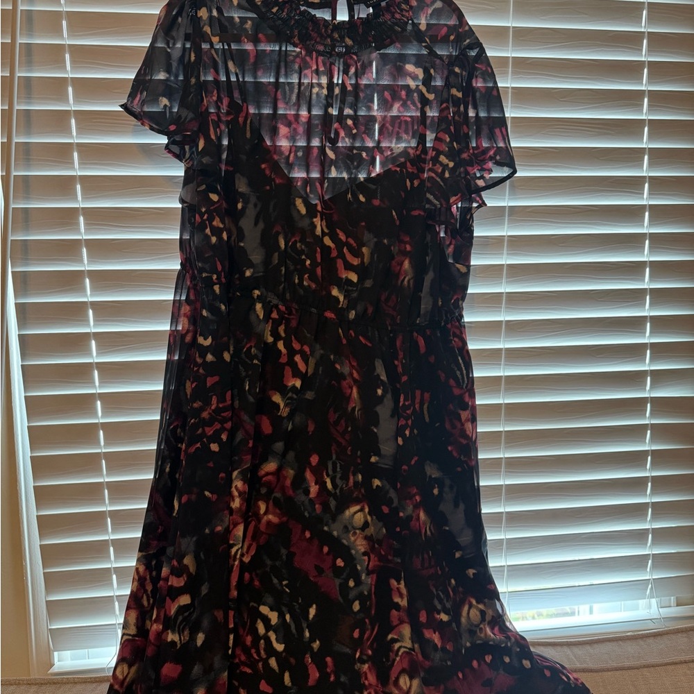 Torrid Black and Pink Patterned Maxi Dress
